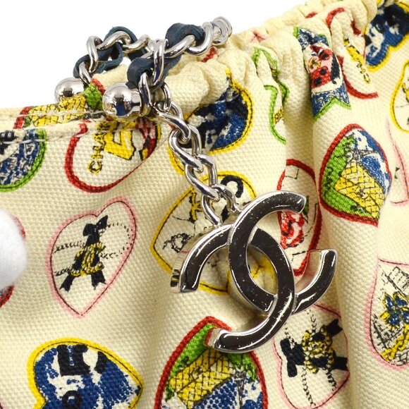 Chanel White Canvas Valentine Chain Handbag 112430 - Picture 4 of 8